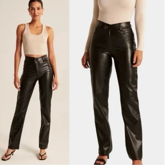 Abercrombie & Fitch Vegan Leather Crossover 90s Straight Ultra High Rise Pants
